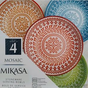 Mikasa mosaic stoneware serving bowls 4pc